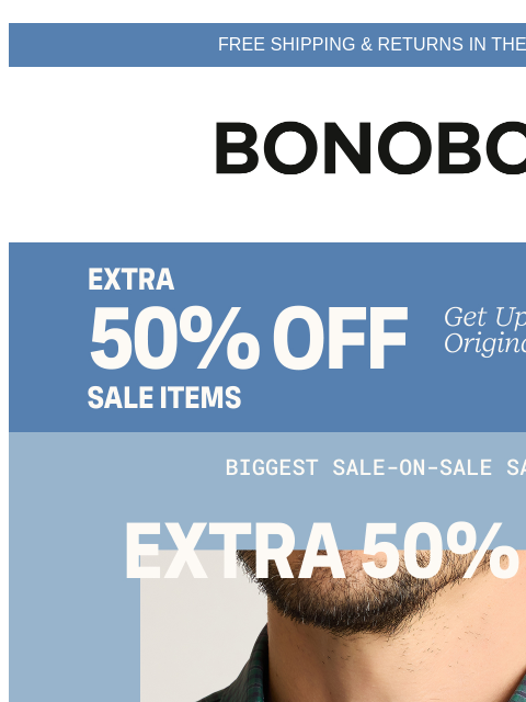 bonobos newsletter: Shirts on Sale: Extra 50% Off