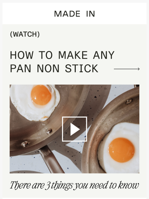 madeincookware newsletter: 🎥 Tips to Make ANY Pan Nonstick in 3 Minutes