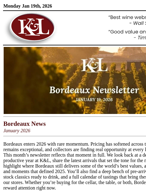 klwines newsletter: K&L Newsletter: Bordeaux 