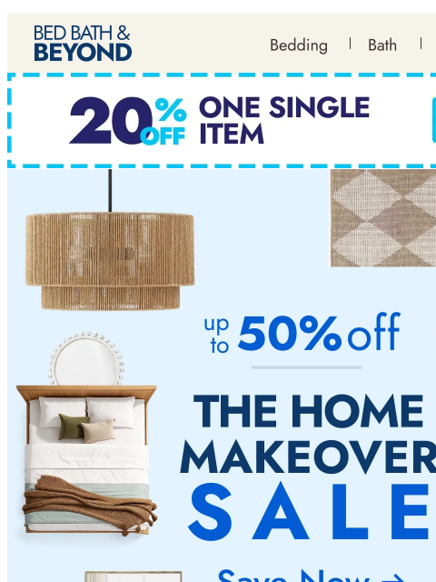 bedbathandbeyond newsletter: Home Makeover Sale: up to 50% off starts now ✨ 