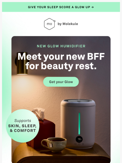 molekule newsletter: 🚨 NEW 🚨 Glow up your sleep quality.