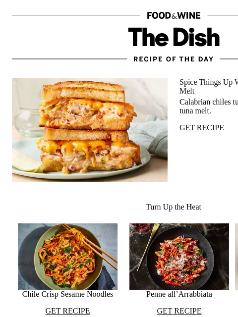 foodandwine newsletter: Spicy Tuna Melt