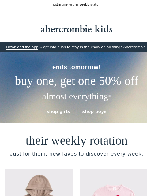 abercrombie newsletter: BOGO 50% OFF ends soon