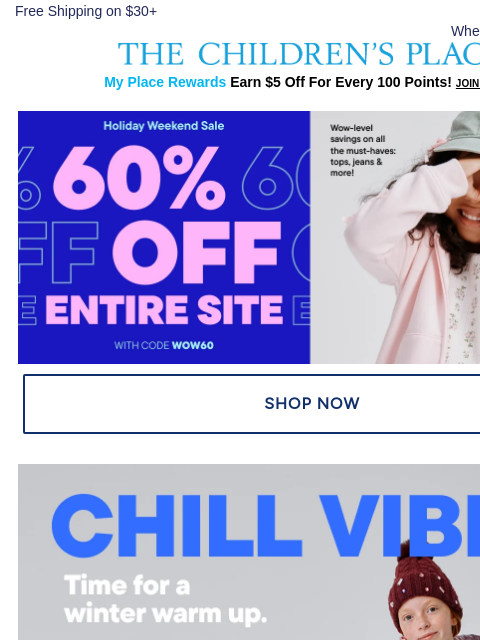 childrensplace newsletter: Your Ultimate Winter Warm Up: 60% OFF☃️