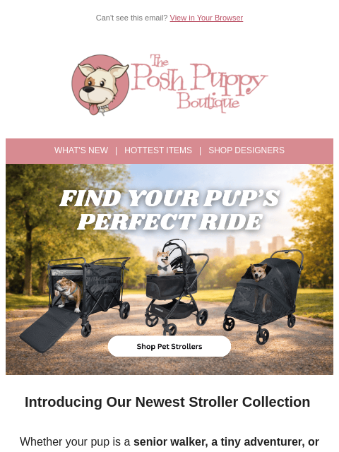 poshpuppyboutique newsletter: Meet Our New Ride-or-Die: Luxury Pet Strollers Are...