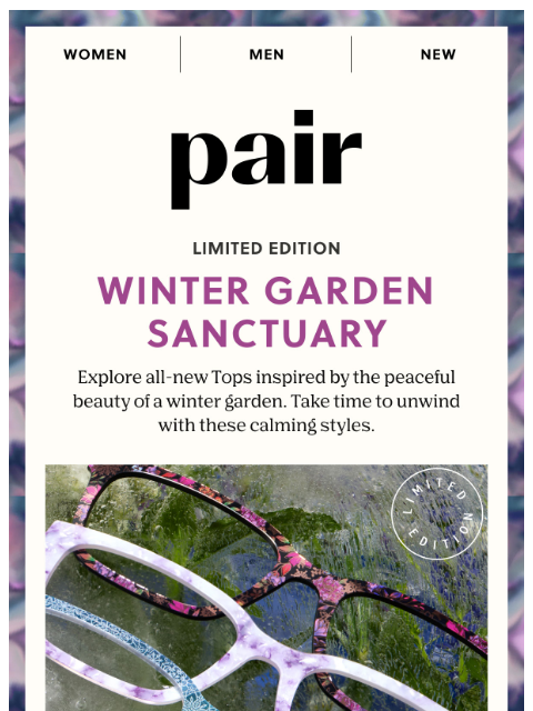 paireyewear newsletter: Winter Garden Sanctuary Tops 🌿🧘