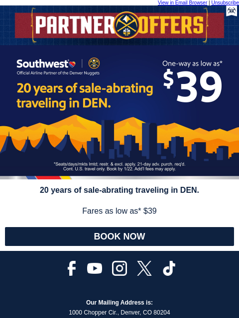 thedenvernuggets newsletter: Attention Nuggets Nation! $39 DEN anniversary sale...