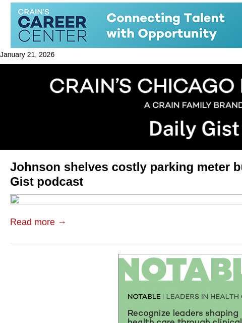 crainalerts newsletter: Johnson shelves costly parking meter buyback: Crai...