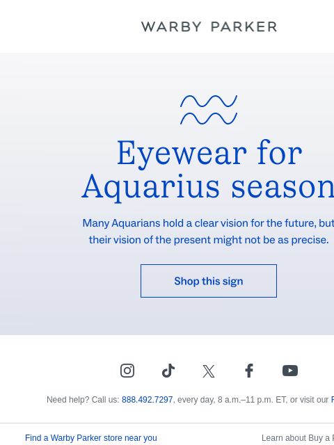 warbyparker newsletter: Aquarius season has arrived!