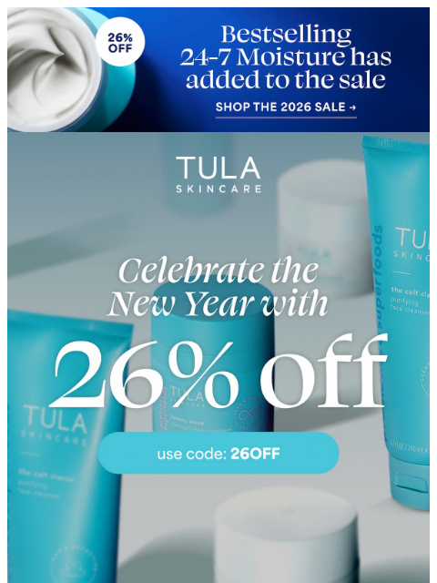 tula newsletter: LAST CALL: 2️⃣6️⃣% off ends at midnight