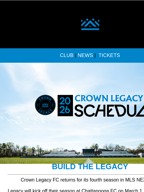 charlottefootballclub newsletter: 📢 Crown Legacy FC is Back!