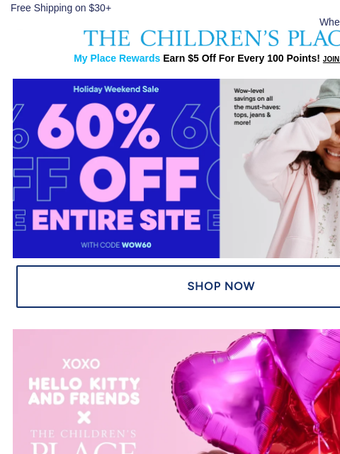 childrensplace newsletter: Hello Kitty Valentine's Day Collab is Here! 💕
