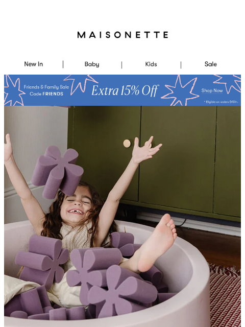 maisonette newsletter: Extra 15% Off Your Dream Playroom :cloud: