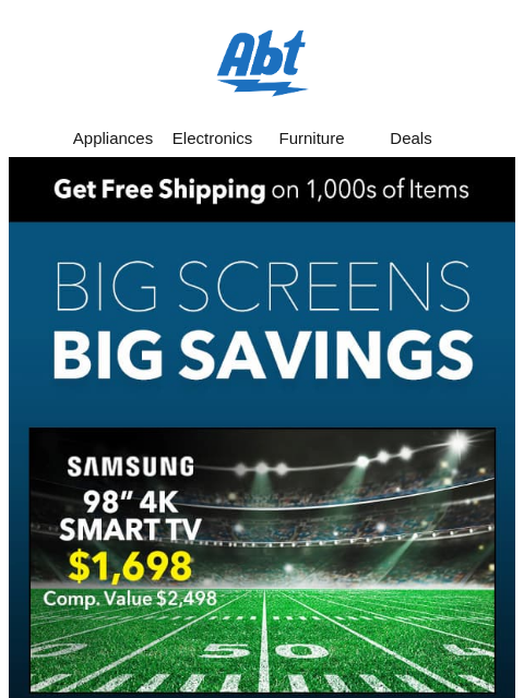 abt newsletter: Go Big & Save for the Big Game 🏈