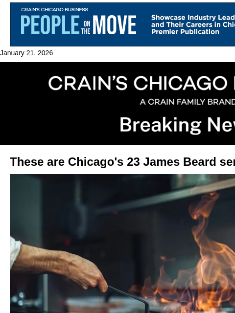 crainalerts newsletter: The James Beard Awards semifinalist list is out