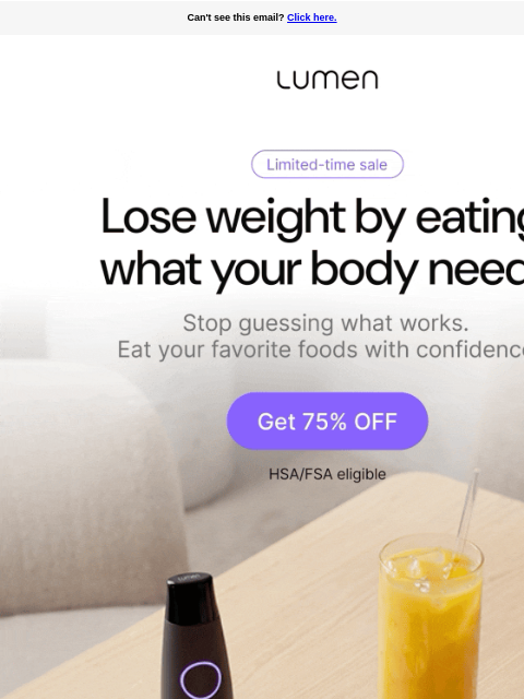 lumen newsletter: Take an extra $100 off our weight loss programs