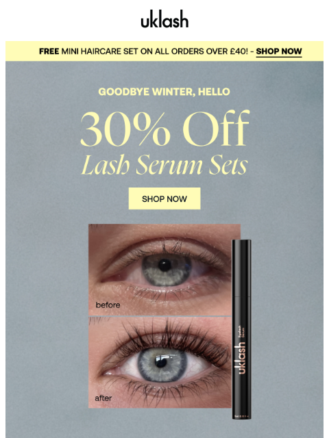 uklash newsletter: 30% OFF Lash Serum + Mascara sets! ❄️