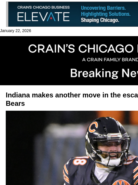 crainalerts newsletter: Indiana's Bears battle takes another turn