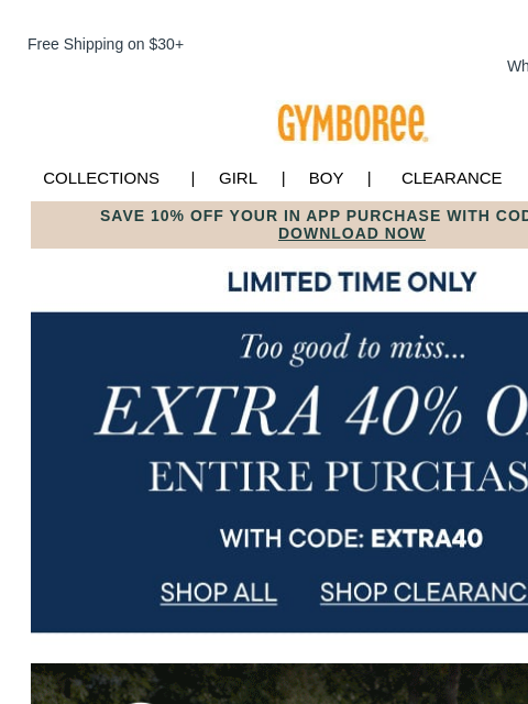 gymboree newsletter: Extra savings inside: 40% off