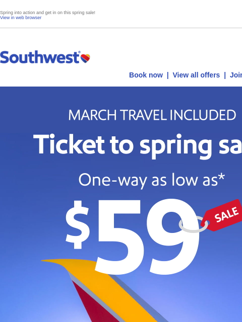 southwest newsletter: $59 sale. Final day!