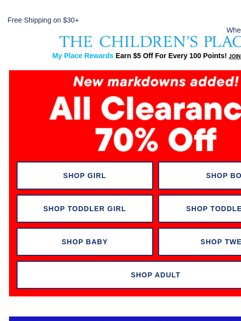 childrensplace newsletter: Just Dropped: New Clearance Styles (& They're 70% ...