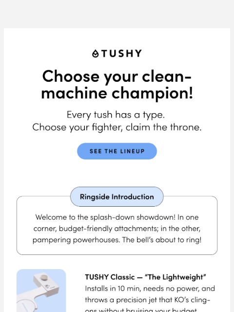 hellotushy newsletter: Battle of the Bidets 🥊🚽