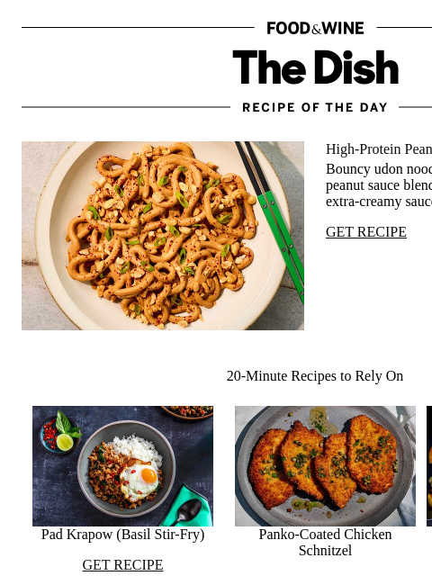 foodandwine newsletter: High-Protein Peanut Noodles