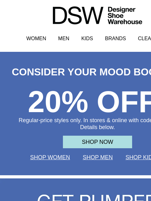 dsw newsletter: 20% off + the latest heels 👠