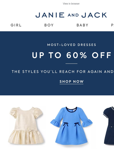 janieandjack newsletter: Most-loved dresses: up to 60% off