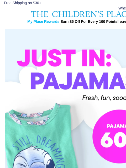 childrensplace newsletter: PJs for Every Personality: 60% OFF! 💤
