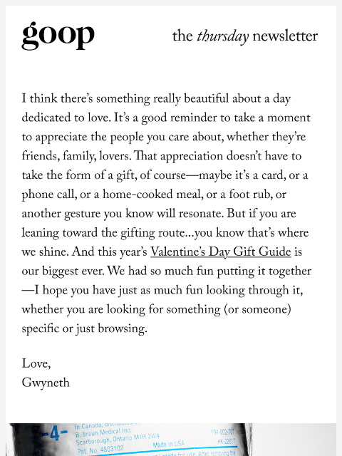goop newsletter: the Thursday newsletter