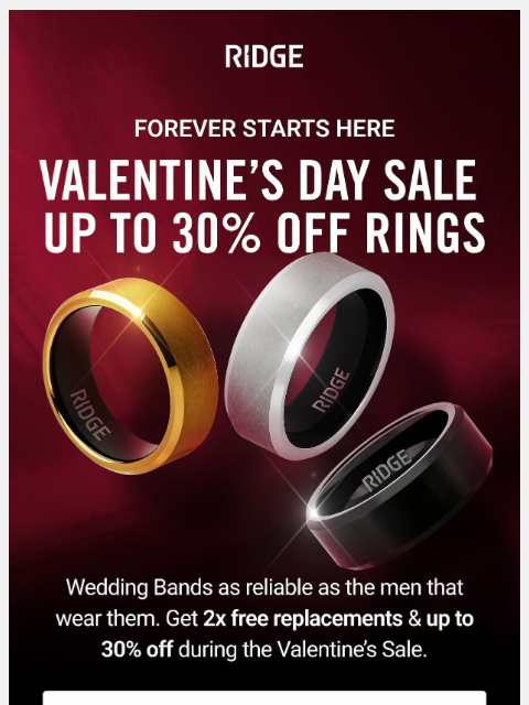 ridge newsletter: Wedding Bands Up to 30% Off
