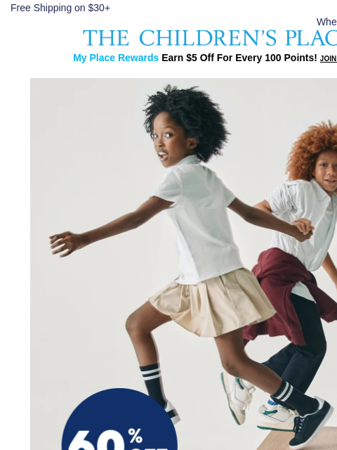 childrensplace newsletter: 5 Comfy Uniform Must-Haves 60% off 🏫