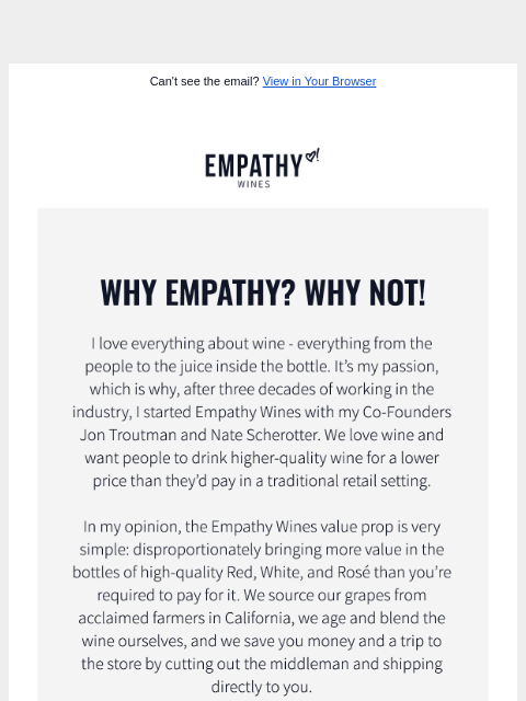 Why I Founded Empathy Wines ͏ ͏ ͏ ͏ ͏ ͏ ͏ ͏ ͏ ͏ ͏ ͏ ͏ ͏ ͏ ͏ ͏ ͏ ͏ ͏ ͏ ͏ ͏ ͏ ͏ ͏ ͏ ͏ ͏ ͏ ͏ ͏ ͏ ͏ ͏ ͏ ͏ ͏ ͏ ͏ ͏ ͏ ͏ ͏ ͏ ͏ ͏ ͏ ͏ ͏ ͏ ͏ ͏ ͏ ͏ ͏ ͏ ͏ ͏ ͏ ͏ ͏ ͏ ͏ ͏ ͏ ͏ ͏ ͏ ͏ ͏ ͏ ͏ ͏ ͏ ͏ ͏ ͏ ͏ ͏ ͏ ͏ ͏ ͏ ͏ ͏ ͏