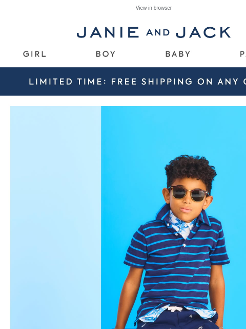 janieandjack newsletter: New to sale + free shipping too