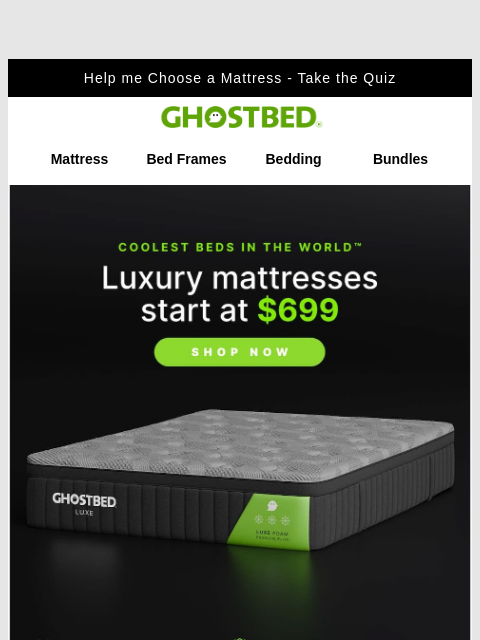 ghostbed newsletter: Luxury mattresses, from just $699