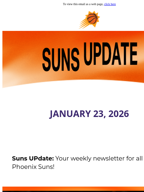 suns newsletter: Suns UPdate: Suns are Back in Action at Home
