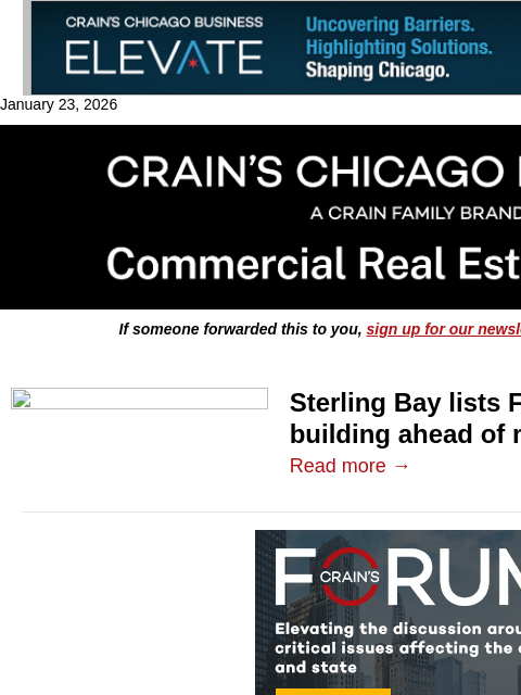 crainalerts newsletter: Sterling Bay lists Fulton Market office building