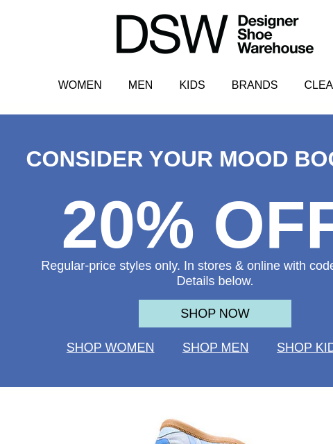 dsw newsletter: 20% OFF [heavy breathing intensifies]