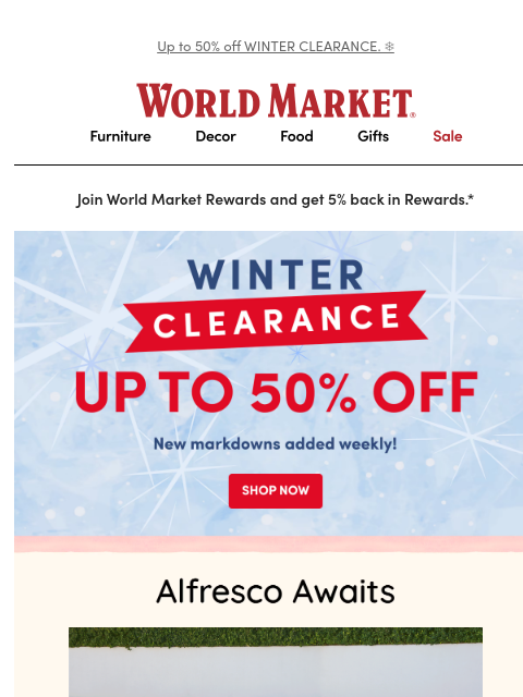 emailworldmarket newsletter: 😊 Happy days! Save on furniture & MORE.