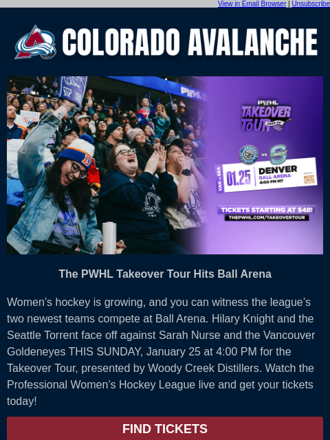 thecoloradoavalanche newsletter: ⛰️ Professional Women’s Hockey League