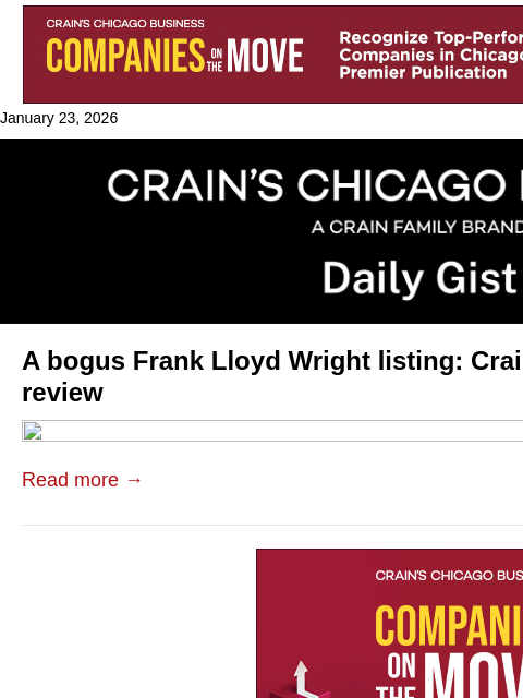 crainalerts newsletter: A bogus Frank Lloyd Wright listing: Crain's Daily ...