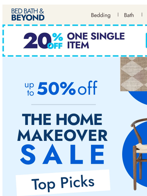 bedbathandbeyond newsletter: Up to 50% off favorites for every room