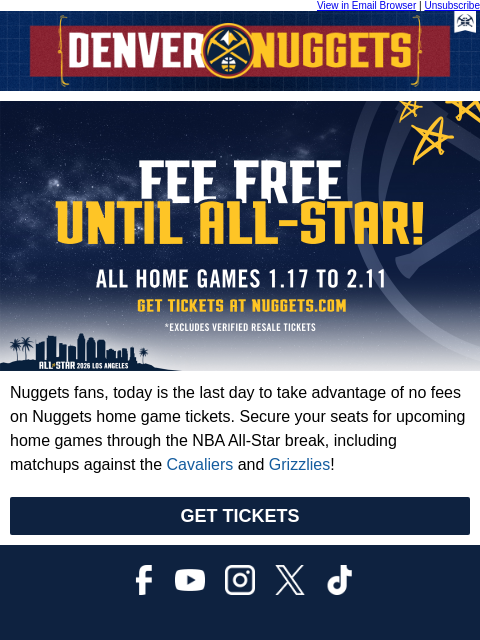thedenvernuggets newsletter: Last Day to Save on Nuggets Tickets
