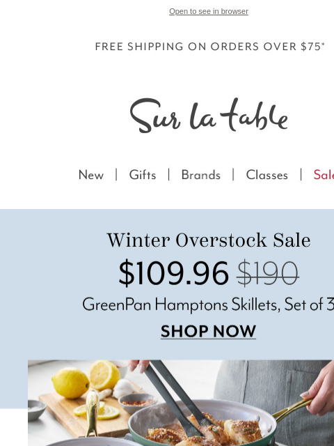 surlatable newsletter: Winter Overstock: Pro pans starting at $109.96