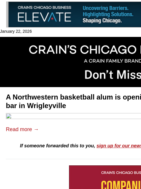 crainalerts newsletter: Women's sports fans get new Wrigleyville hub