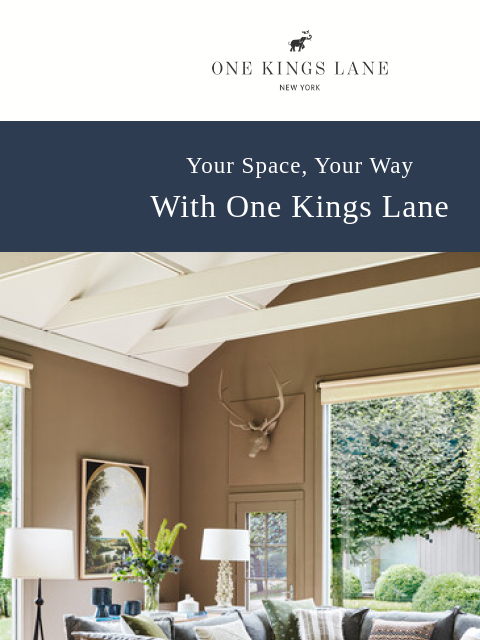 This offer's only for a limited time One Kings Lane Your space, your way with One Kings Lane Enjoy 20% Off your purchase while you can Shop Today *Exclusions Apply We have what you need to create a