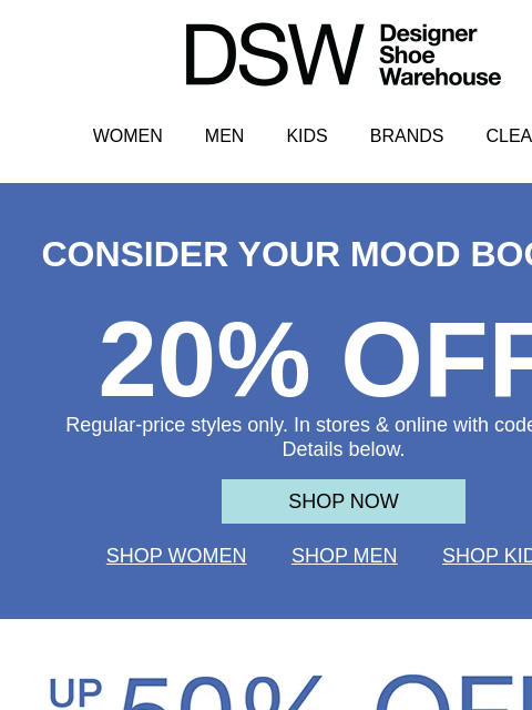dsw newsletter: 🚨ENDS TOMORROW: 20% OFF🚨