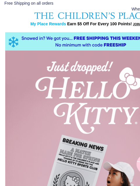 childrensplace newsletter: OMG! New Hello Kitty Collab is Here 🎀🎾