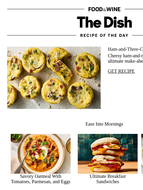 foodandwine newsletter: Ham-and-Three-Cheese Egg Bites